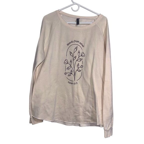 Independent Trading Co. Tops - Womens 2XL Cream Sweatshirt By Independent Trading Co. Beauty From Ashes Graphic